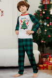 Grön Merry Christmas Plaid Print Familj Matchande Pyjamas Set