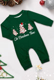 Grön Blå Träd Tryck Långärmad Jul Familj Matchande Pyjamas