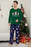 Grön Blå Träd Tryck Långärmad Jul Familj Matchande Pyjamas