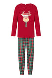 Rött Djur Tryckt Pläd Jul Familj Matchande Pyjamas Set