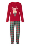 Rött Djur Tryckt Pläd Jul Familj Matchande Pyjamas Set