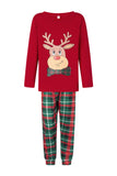 Rött Djur Tryckt Pläd Jul Familj Matchande Pyjamas Set