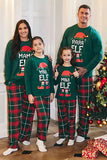 Mörkgrön Rund Hals Jul Pläd Familj Matchande Pyjamas Set