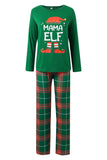 Mörkgrön Rund Hals Jul Pläd Familj Matchande Pyjamas Set