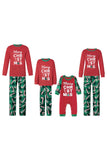 Röd och grön jultryckt familj matchande pyjamas set