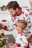 Vit Tryckt Rund Hals Familj Jul Pyjamas Uppsättningar