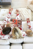 Vit Tryckt Rund Hals Familj Jul Pyjamas Uppsättningar