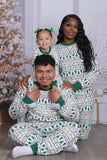 Vit Julgran Tryckt Matchande Familj Pyjamas