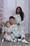 Vit Julgran Tryckt Matchande Familj Pyjamas