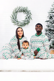 Vit Julgran Tryckt Matchande Familj Pyjamas