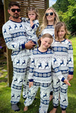 Vit Marinblå Tryckt Långärmad Matchande Familj Pyjamas
