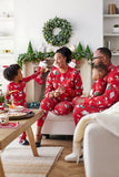 Långärmad Röd Jul Tryckt Matchande Familj Pyjamas