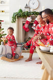 Långärmad Röd Jul Tryckt Matchande Familj Pyjamas