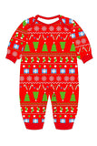 Röd Julgran Tryckt Rund Hals Jul Familj Matchande Pyjamas