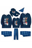 Mörkblå Jul Tryckt Jul Familj Matchande Pyjamas