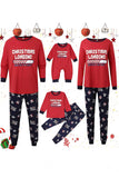 Röda tryckta långärmade jul familj pyjamas set