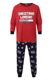 Röda tryckta långärmade jul familj pyjamas set