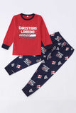 Röda tryckta långärmade jul familj pyjamas set
