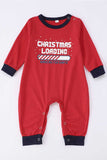 Röda tryckta långärmade jul familj pyjamas set