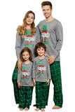 Grå, Grön, Rutig Tryck, Jul, Familj, Matchande Pyjamas Set