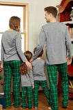 Grå, Grön, Rutig Tryck, Jul, Familj, Matchande Pyjamas Set