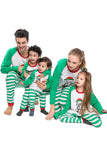 Gröna Ränder Tryck Jul Familj Matchande Pyjamas Set