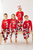 Röd Rutig Snögubbe Tryck Jul Familj Matchande Pyjamas Set