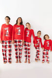 Röd Rutig Snögubbe Tryck Jul Familj Matchande Pyjamas Set