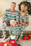 Gröna Stripes Älgtryck Jul Familj Matchande Pyjamas med långa ärmar