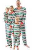 Gröna Stripes Älgtryck Jul Familj Matchande Pyjamas med långa ärmar