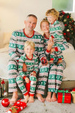 Gröna Stripes Älgtryck Jul Familj Matchande Pyjamas med långa ärmar