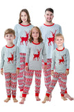 Grå, Röda, Ränder, Älg Tryck, Jul, Familj, Matchande Pyjamas Set