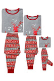 Grå, Röda, Ränder, Älg Tryck, Jul, Familj, Matchande Pyjamas Set