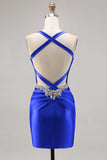 Korsett Satin Bodycon Mörkgrön Homecoming Klänning