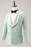 Mint Jacquard Sjal Kavajslag 2 Stycke En knapp Mäns kostymer