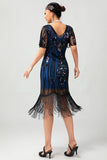 Flapper Vinröd Paljett Bodycon Fransade 1920-talet Klänning