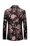Black Flower Jacquard Notched Kavajslag Män Kavaj