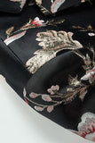 Black Flower Jacquard Notched Kavajslag Män Kavaj