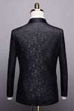 Svarta 2 Stycken Jacquard Kostym Herr