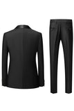 Svart Sjal Lapel 3-delad Kostym Herr