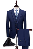 Marinblå 3 Stycken Slim Fit Kostym Herr