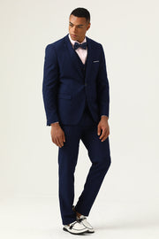 3 stycken Navy Blue Slim Fit Casual Smoking Suits