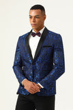 En knapp blå sjal Lapel Jacquard Herrbal kavaj
