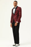 En knapp vit sjal Lapel Jacquard Herrbal Blazer