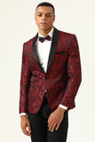 En knapp blå sjal Lapel Jacquard Herrbal kavaj
