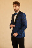 Röd Sjal Lapel Jacquard En Knapp Herrbal Kavaj