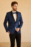 Röd Sjal Lapel Jacquard En Knapp Herrbal Kavaj