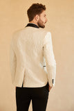 Röd Sjal Lapel Jacquard En Knapp Herrbal Kavaj