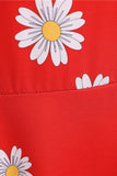Ärmlös Blomma Tryckt Gul 1950 Tals Klänning