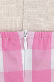 Rosa Grimma Plaid Vintage Klänning med Rosett